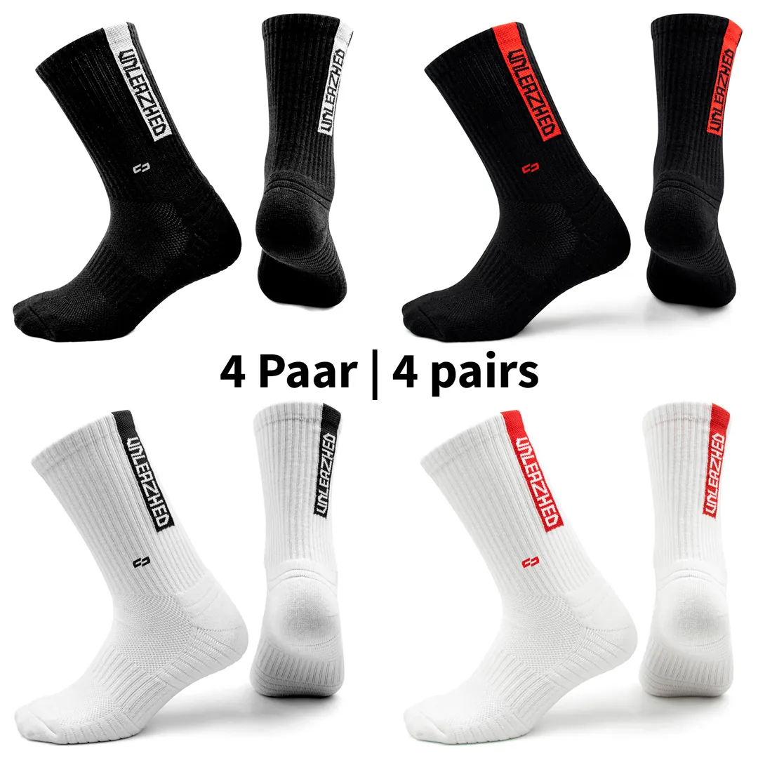 MTB Socks snazy bundle black-white + black-red + white-black + white-red - Unleazhed